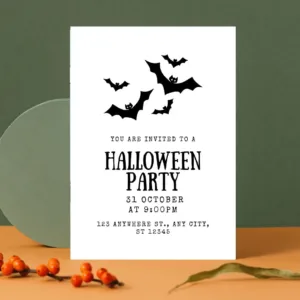 Minimalist Black and White Halloween Party Invitation