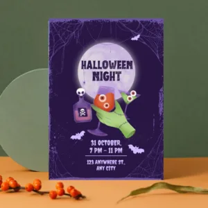 Spooky Purple Halloween Night Party Invitation