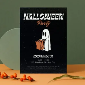Black Simple Halloween Party Invitation