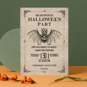 Vintage Gothic Halloween Party Invitation
