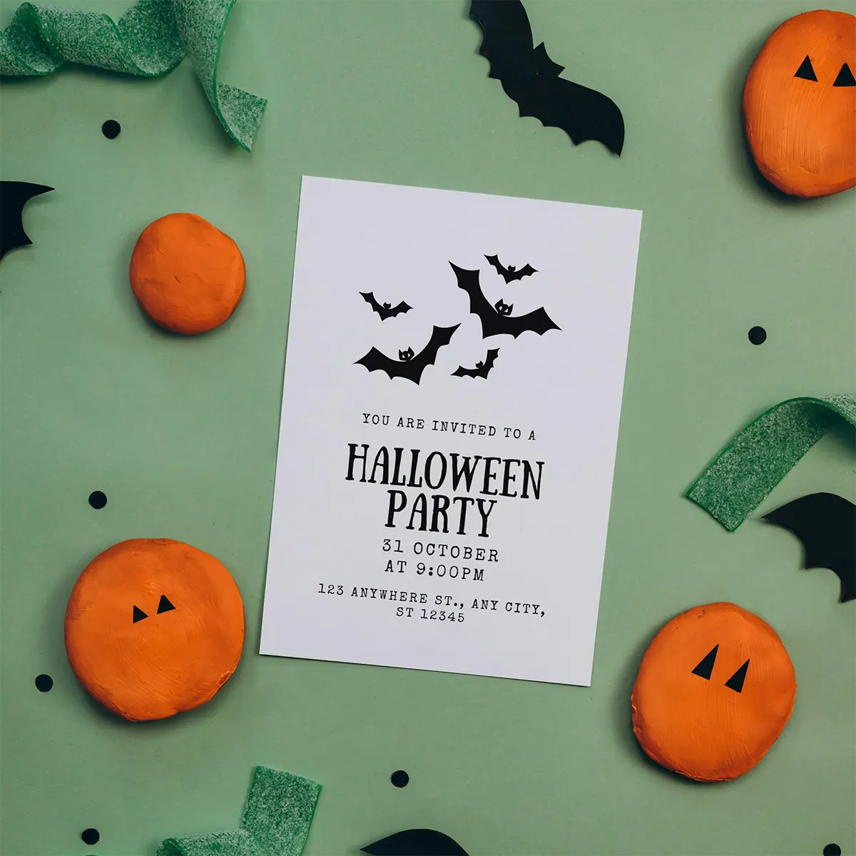 Minimalist Black and White Halloween Party Invitation - Image 2