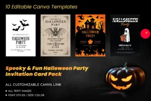 Halloween Party Invitation Card Pack